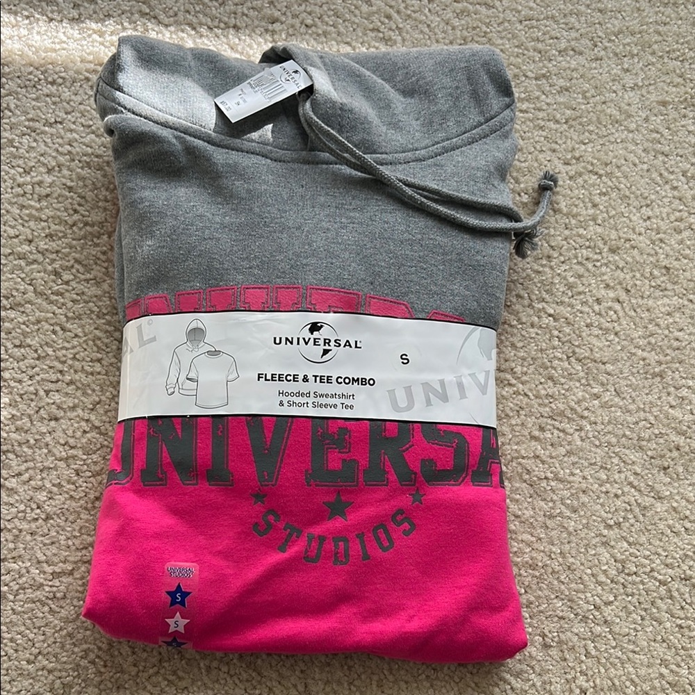 Universal Studios Gray and Pink Hoodie and Tee Combo
